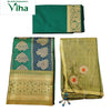 Apoorva Silk Half Saree Set, floral embroidered motifs and blue-bead tassels