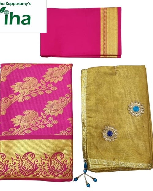 Apoorva Silk Half Saree Set with pink and gold-toned gold-toned borders