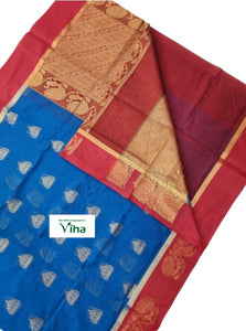 Cotton Silk Saree with Contrast Blouse & with Contrast Grand pallu