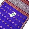 Cotton Silk Saree with Silver,Copper zari work Grand pallu & with Blouse, blue and maroon with small patterned motifs