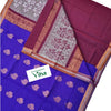 Cotton Silk Saree with Silver,Copper zari work Grand pallu & with Blouse, blue fabric with gold-toned motifs and maroon border panels