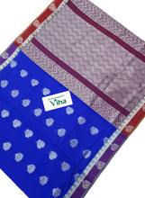 Cotton Silk Sarees with Contrast Grand Pallu & Contrast Blouse