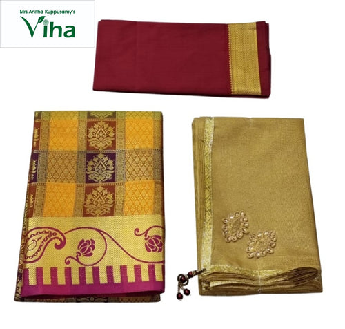 TUSSAR SILK SAREE WITH BLOUSE (inclusive of all taxes) – Viha Online