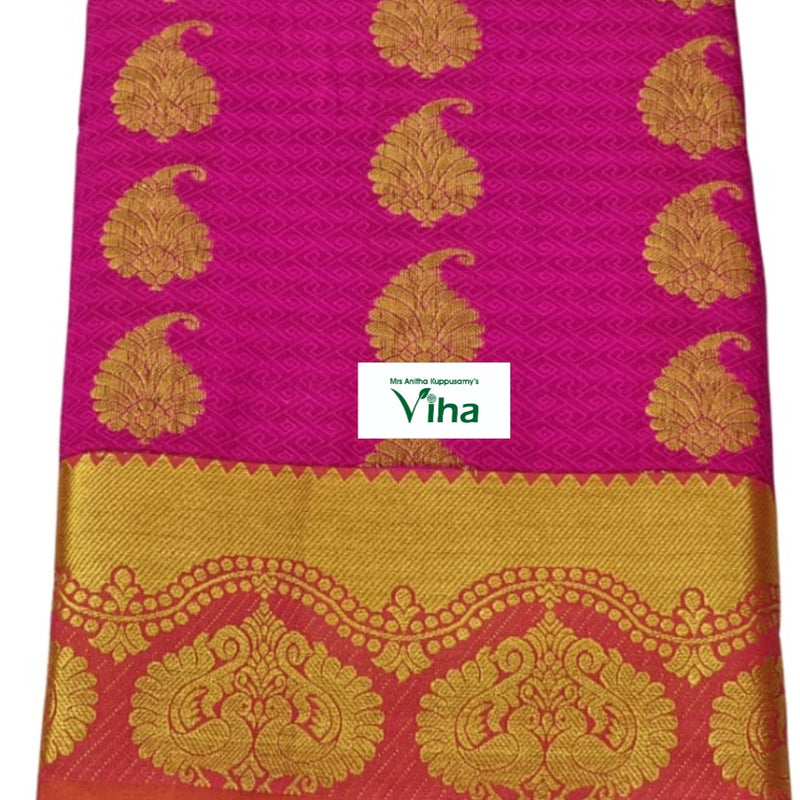 Silk Pavadai with running Blouse 8 to 16 years and woven border
