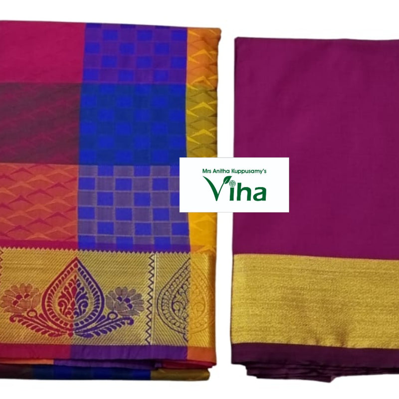Silk Pavadai Blouse Set 8 to 18 years, folded fabric pieces