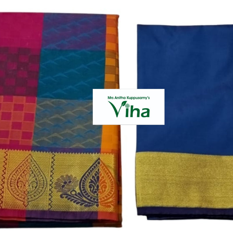 Silk Pavadai Blouse Set 8 to 18 years, folded rectangular pieces