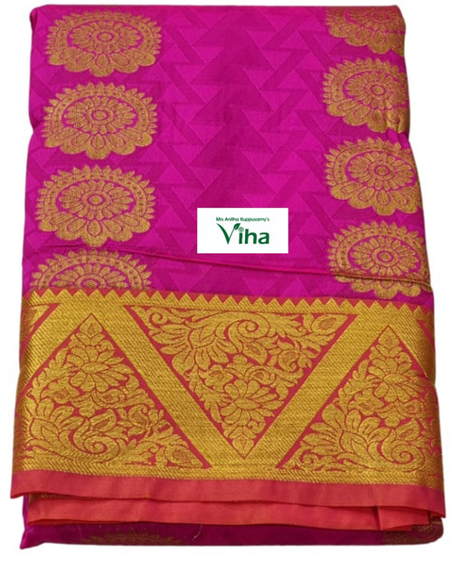 Silk Pavadai with running Blouse 8 to 16 years, geometric background and triangular border
