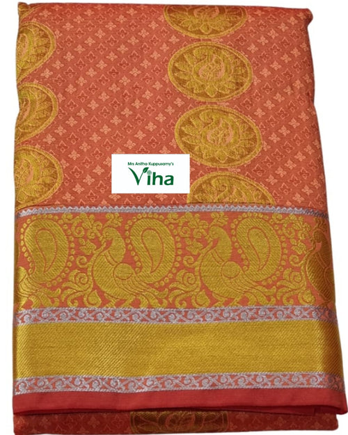 Silk Pavadai with blouse and woven patterns