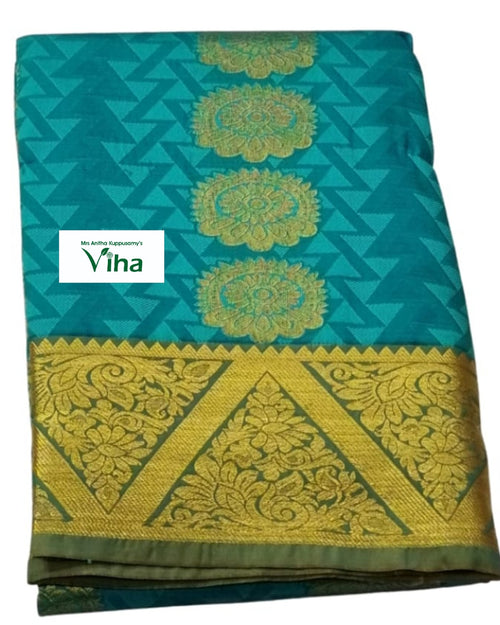 Silk Pavadai with running Blouse 8 to 16 years, zigzag pattern and floral motifs