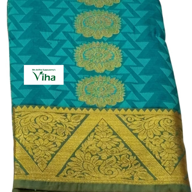 Silk Pavadai with running Blouse 8 to 16 years, zigzag pattern and floral motifs