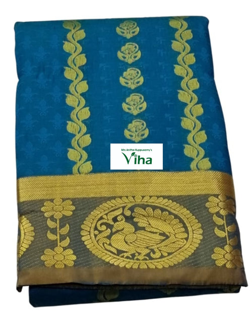 Silk Pavadai with running Blouse 8 to 16 years, vertical vine patterns