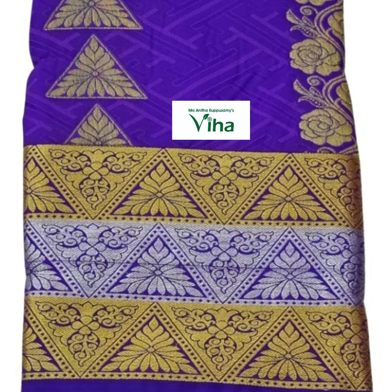 Silk Pavadai with running Blouse 8 to 16 years, geometric patterned background