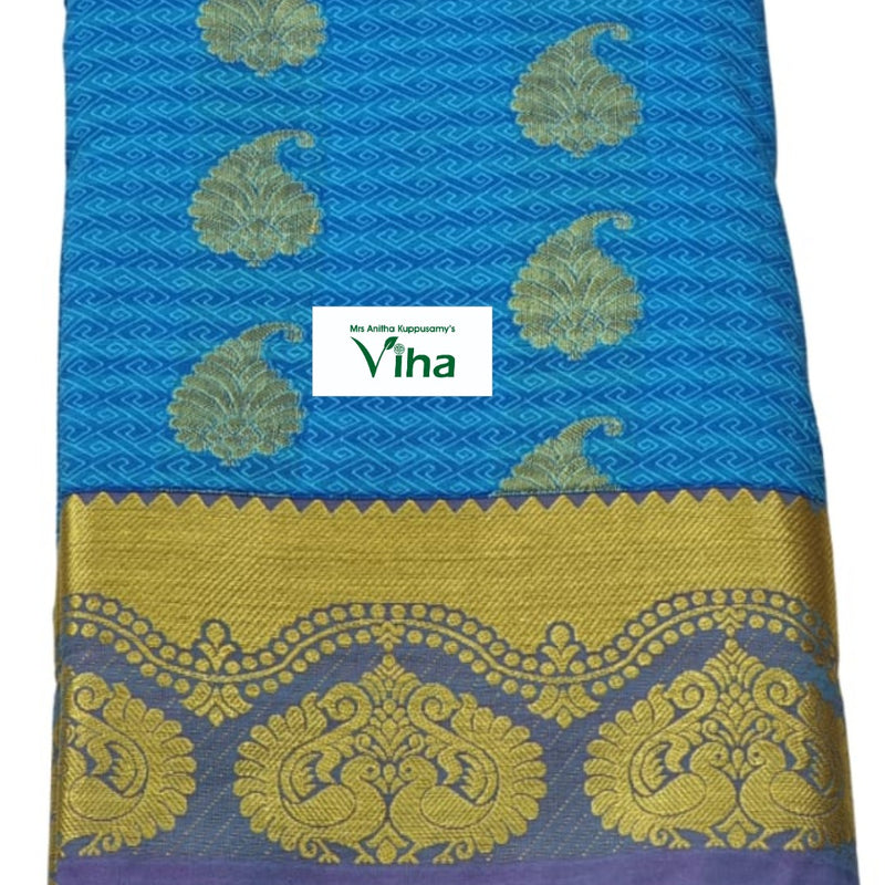 Silk Pavadai with running Blouse 8 to 16 years, geometric pattern