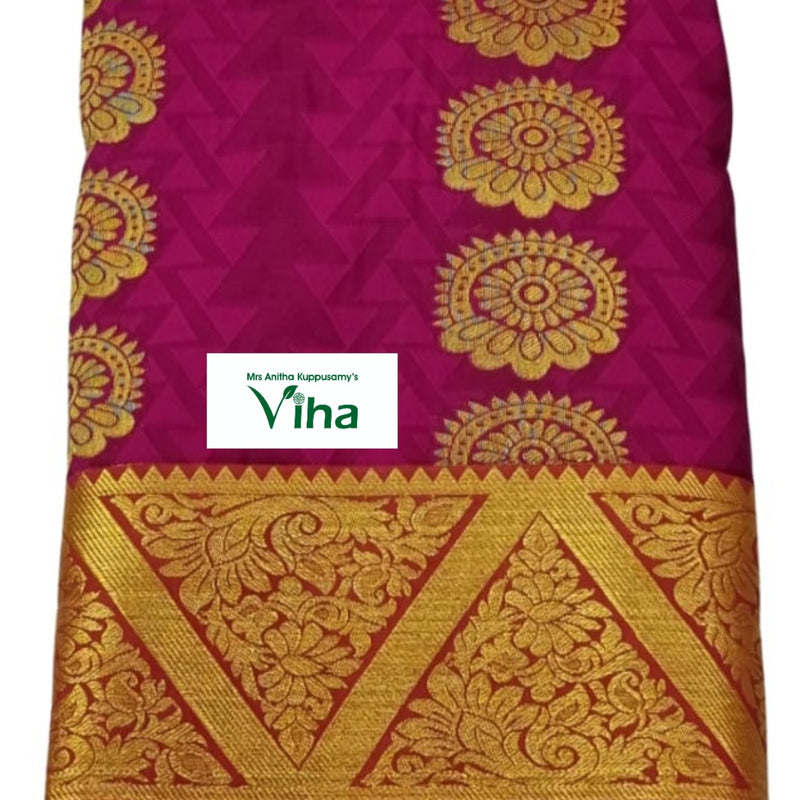 Silk Pavadai with running Blouse 8 to 16 years, circular medallions and patterned triangles