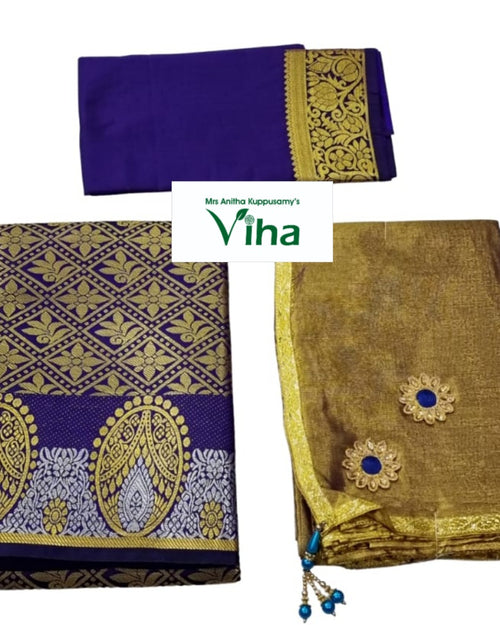 Apoorva Silk Half Saree Set with floral border and paisley motifs