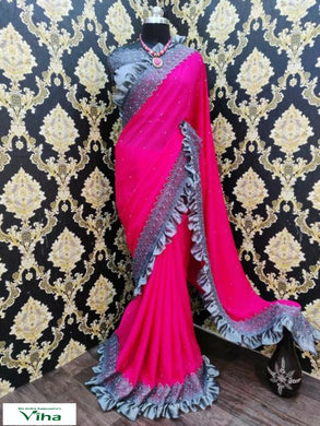 Desiger Saree with Ruffle work & with Blouse