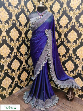 Desiger Saree with Ruffle work & with Blouse