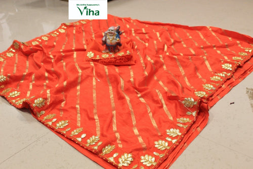 Gotta Patti Lace Cotton Silk Saree with gotta patti lace work blouse