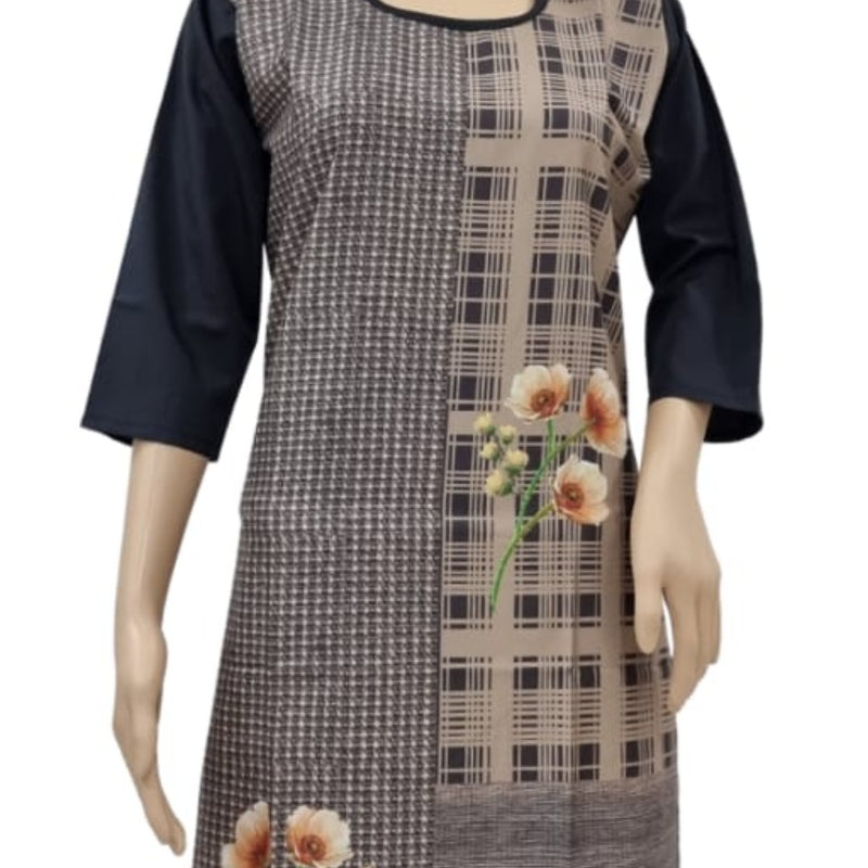 American Crepe Kurti Size XL with scoop neckline and three-quarter sleeves