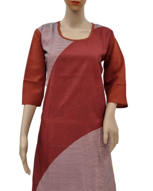 American Crepe Kurti Size :- XXL with scoop neckline and three-quarter sleeves