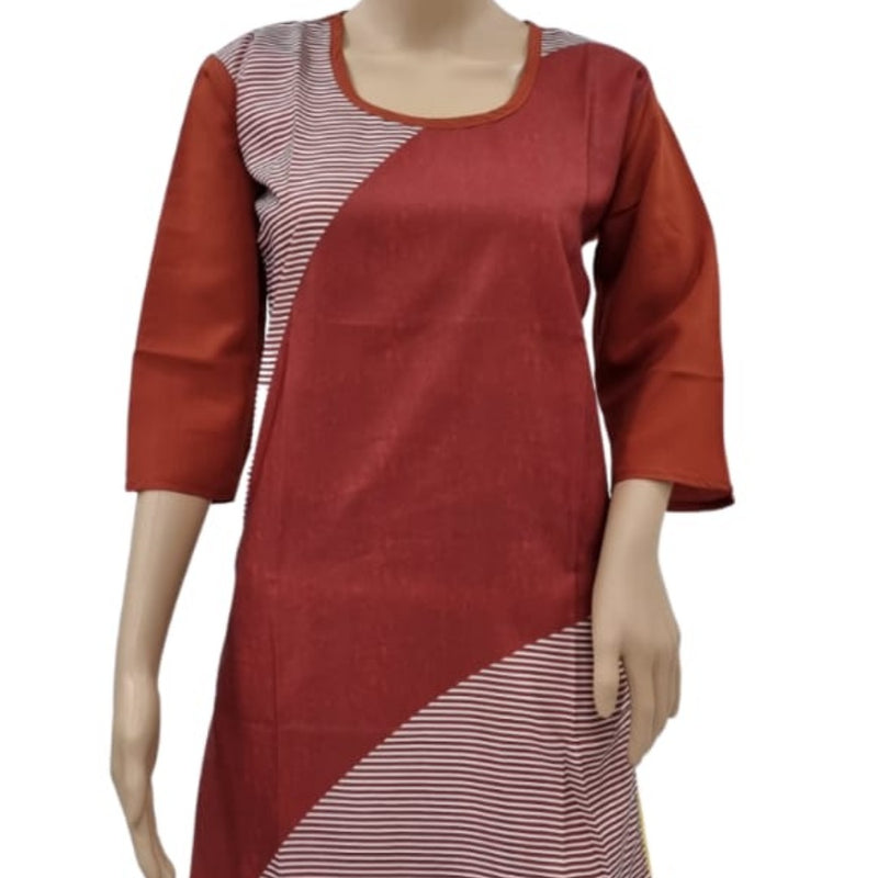 American Crepe Kurti Size :- XXL with scoop neckline and three-quarter sleeves