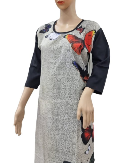 American Crepe Kurti Size :- XXL with scoop neckline and three-quarter sleeves