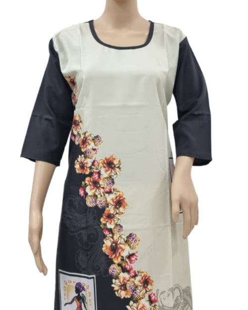 American Crepe Kurti Size :- XXL with round neckline and half-length sleeves