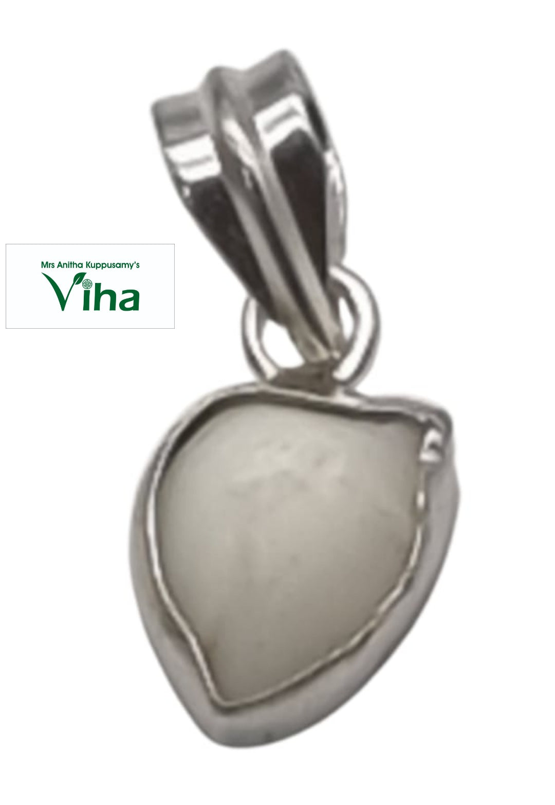 Certified Machh Mani Sea Stone Pendant With Silver Plating - White, For Rahu/Ketu Energy