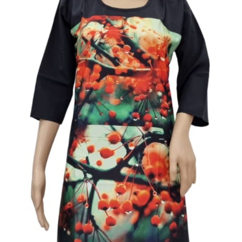 American Crepe Kurti Size :- XL with scoop neckline and three-quarter sleeves