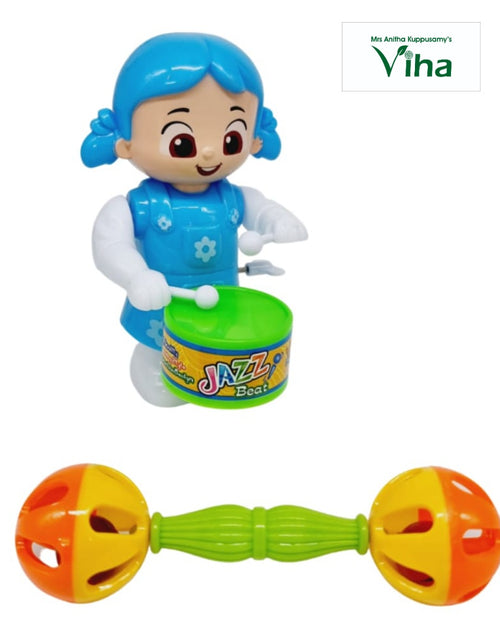 Dancing baby moving key toy & Kilukiluppai with a blue-haired girl figurine holding drumsticks