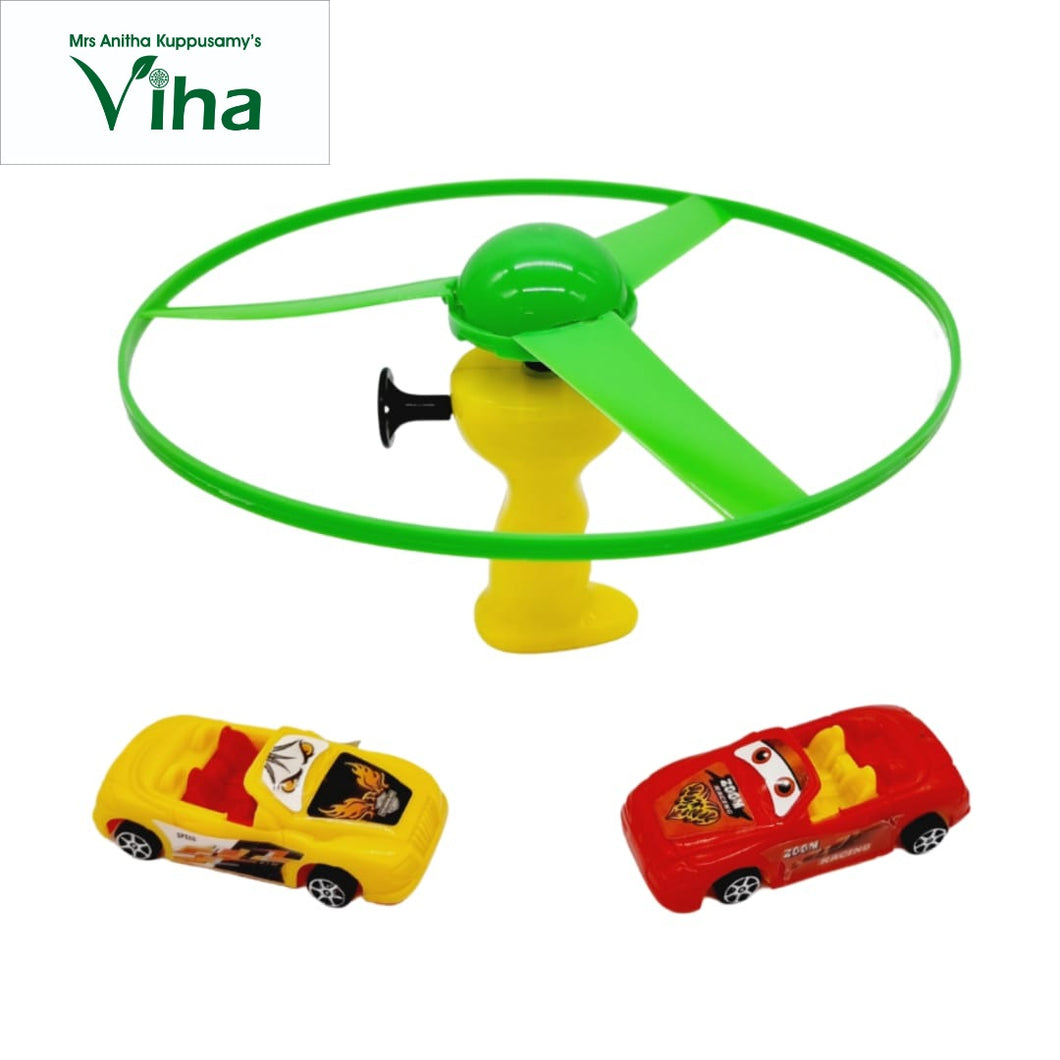 Flying disc with colour lights & cars