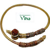 Damru Bracelet (Kada) - Unisex & Adjustable, textured metal wrapping and bead