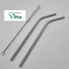Steel Straw Bent with Brush Cleaner with angled bend near the top
