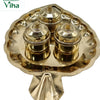 Leaf Kumkum Chimizh Plate, brass tray with triangular spout section extending from one side