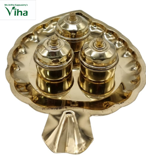 Leaf Kumkum Chimizh Plate - Brass