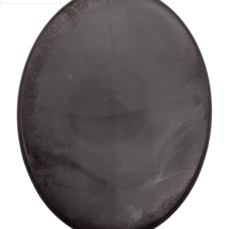 Shampoo Bar For Oily Hair, an oval, dark grey, matte-finished stone with subtle swirling patterns