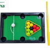 Snooker game for children with a pool table, balls, rack and cues