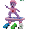 Scatting Toy with Racing Car and purple figure on a skateboard