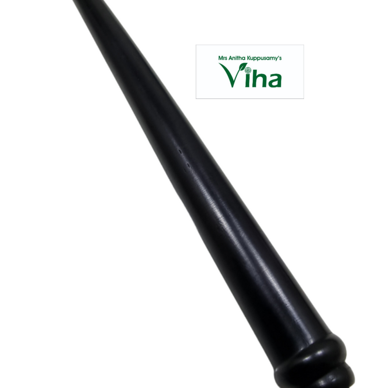 Ebony Wood / Karungali Wood Pen (Styllus), a single glossy black tapered wand with two rounded ridges near the base