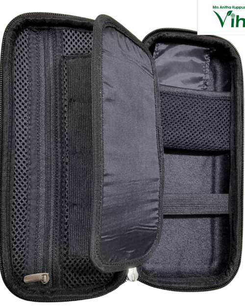 Multi Purpose Case, black organizer with zippered closure and interior mesh pockets