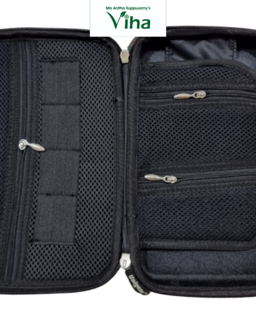 Multi Purpose Organizer Bag, black case with zipper closure and mesh pockets