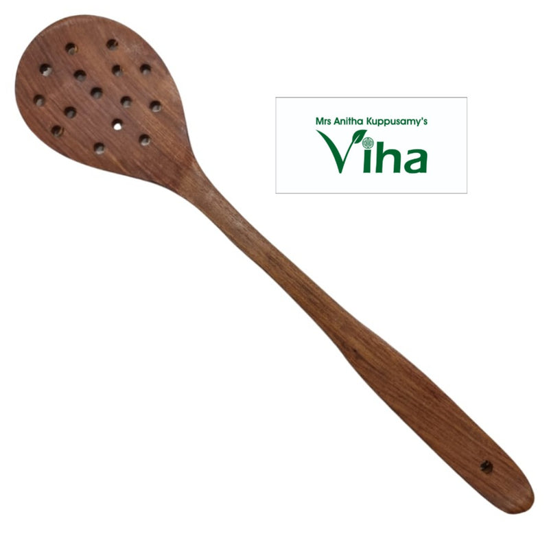 Wooden Spatula / Wooden Sarani / Wooden Spoon with multiple holes in the bowl