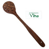 Wooden Spatula / Wooden Sarani / Wooden Spoon, a dark brown wooden skimmer with fifteen round head holes and one hanging hole at the handle end