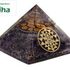 Amethyst 7 Chakra & Mahalakshmi Yantra Pyramid with embedded stone chips