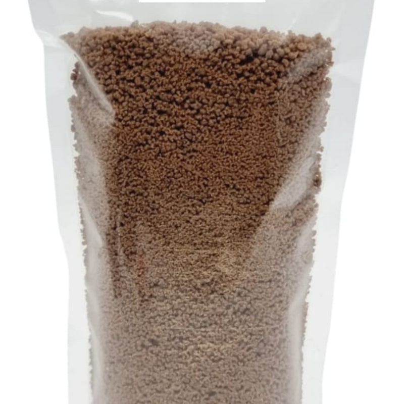 Pure Palm Sugar, a clear plastic pouch containing a brown granular substance, featuring a white rectangular label with green text centered near the top