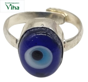 Evil Eye White Metal Finger Ring Adjustable for Men & Women