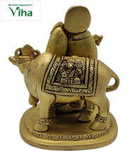 Radha Krishna Statue with Cow Brass 3.5" inches