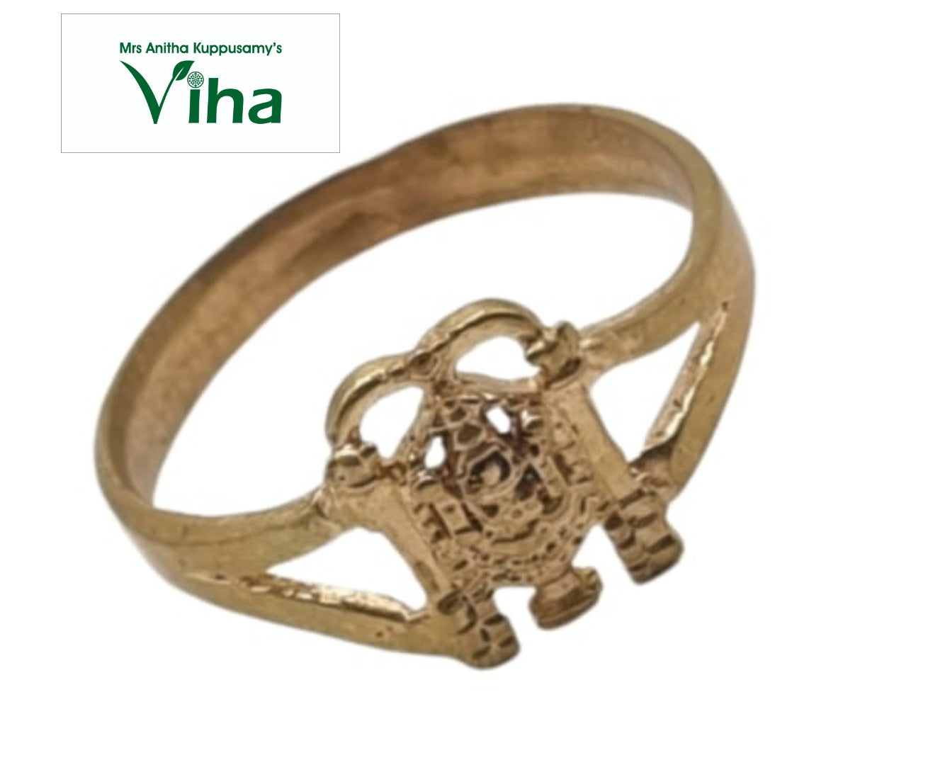 Stone Encrusted 22 KT Gold Balaji Ring for Men