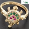 Impon Ring with a turtle-shaped ornament and stones on the shell