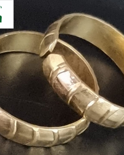 Impon Toe Ring, two textured gold-toned open-band rings shown together